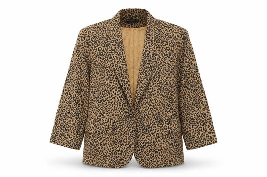 Internacionale Womens Brown Animal Print Polyester Jacket Suit Size 12