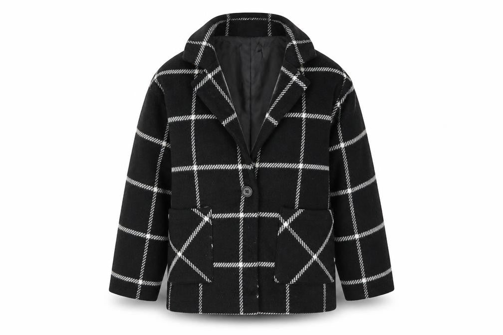 SheIn Girls Black Geometric  Jacket  Size 9 Years