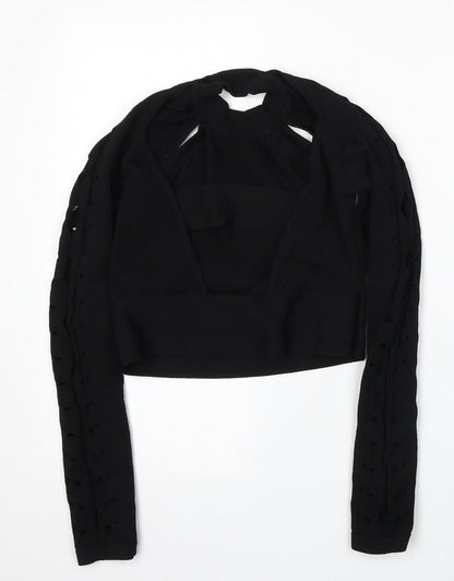 River Island Womens Black Round Neck  Viscose Pullover Jumper Size 10