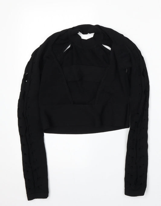 River Island Womens Black Round Neck  Viscose Pullover Jumper Size 10