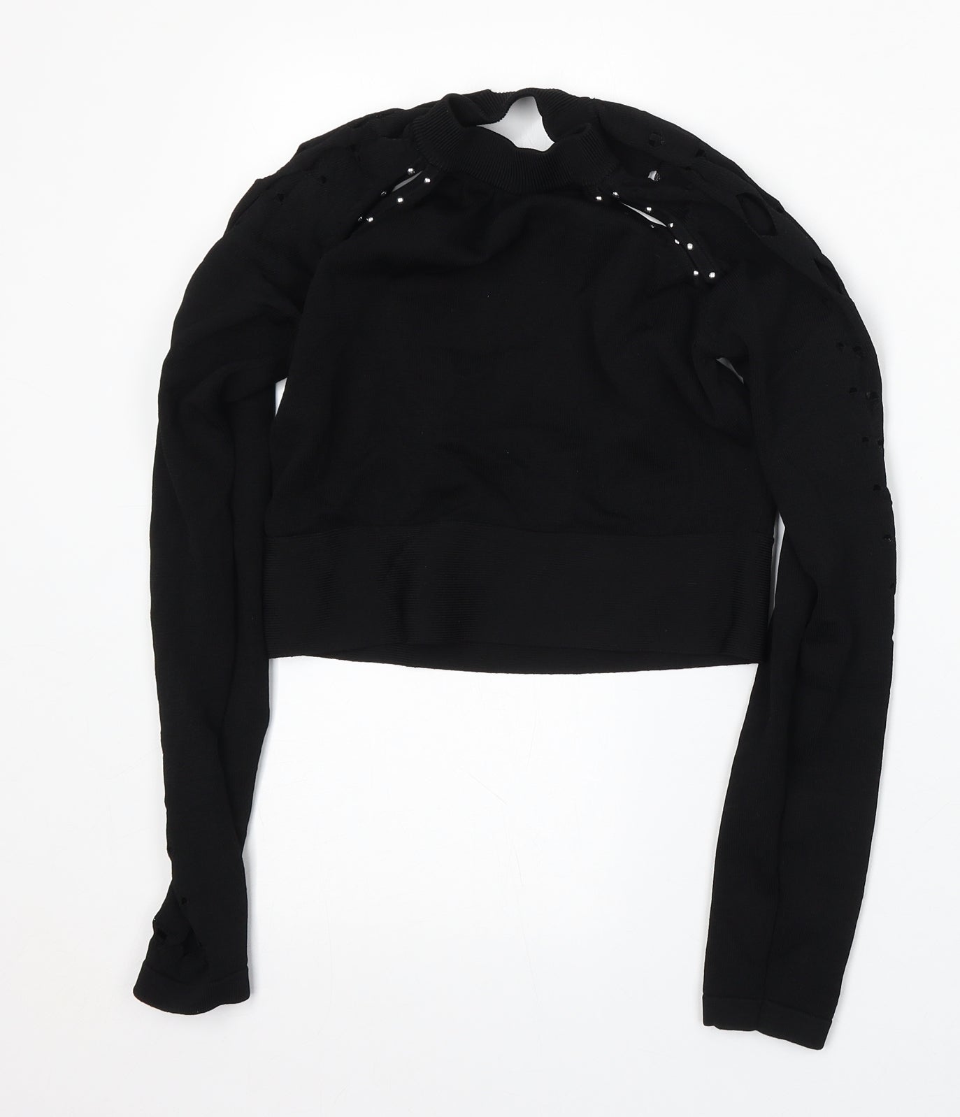 River Island Womens Black Round Neck  Viscose Pullover Jumper Size 10