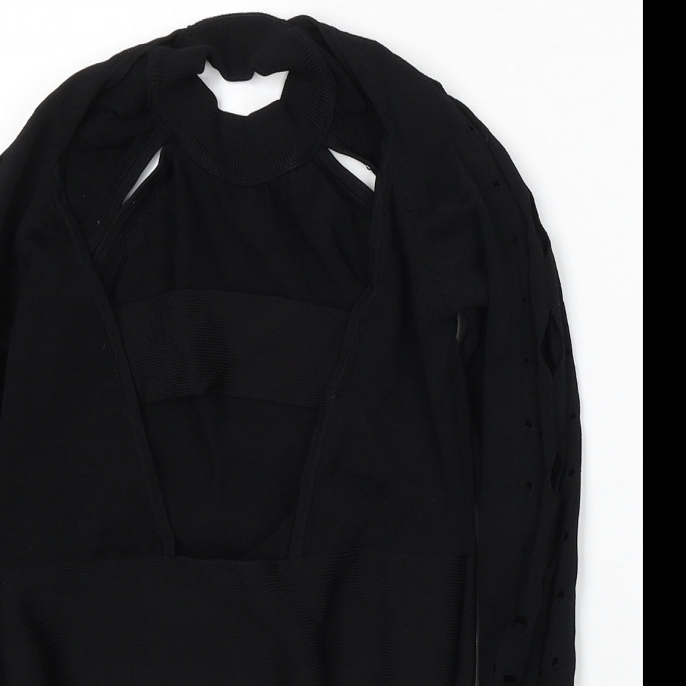 River Island Womens Black Round Neck  Viscose Pullover Jumper Size 10