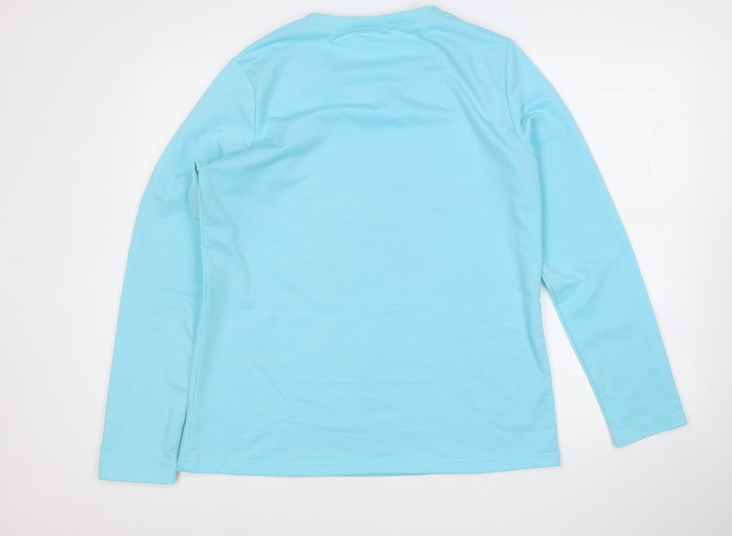 Sheilay Womens Blue Round Neck  Polyester Pullover Jumper Size M
