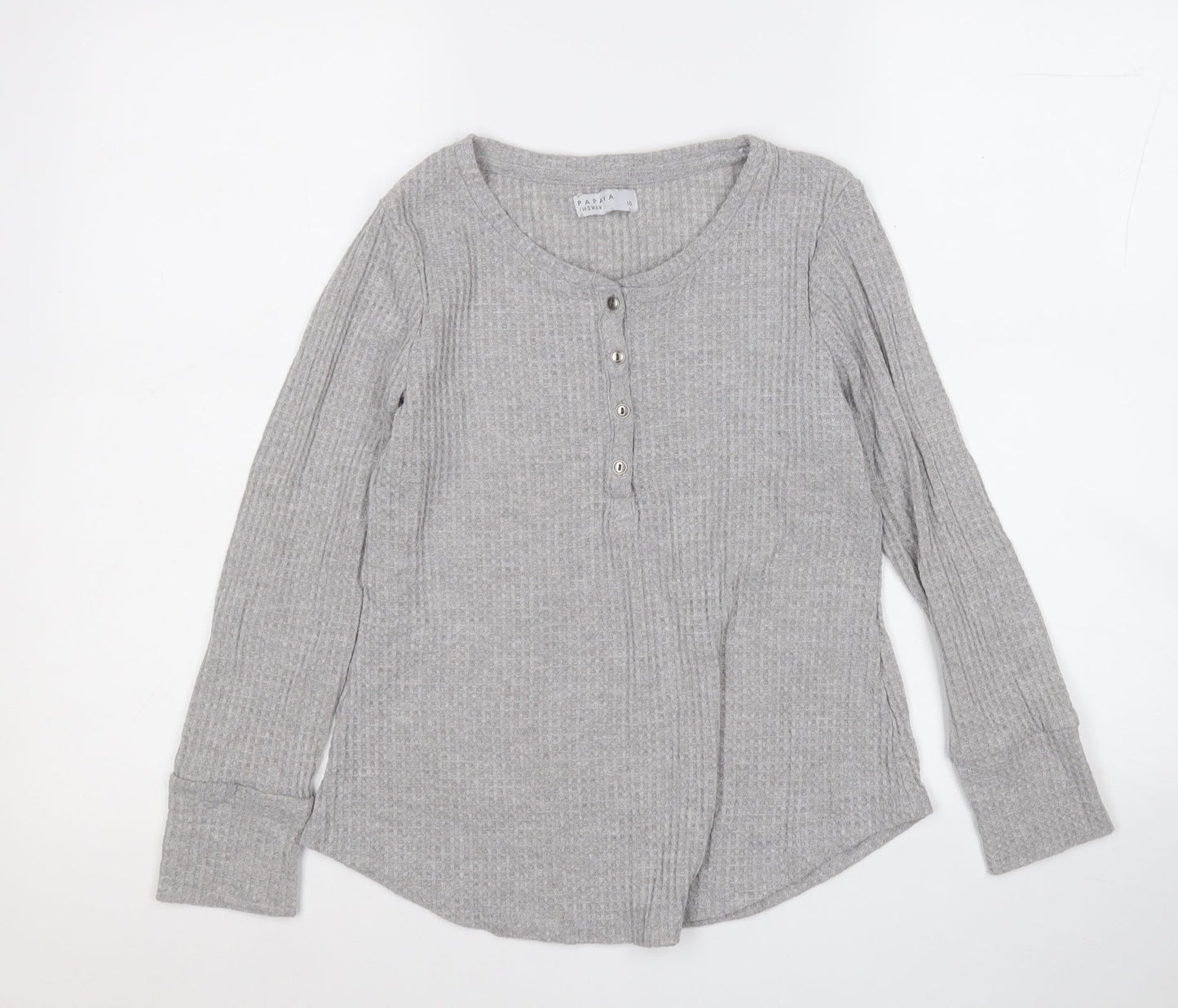 Papaya Womens Grey Round Neck  Polyester Pullover Jumper Size 10