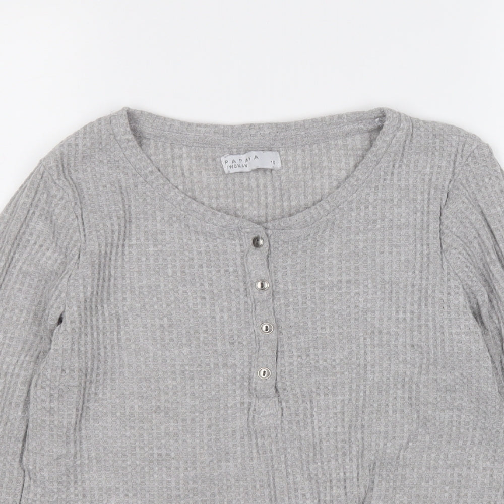 Papaya Womens Grey Round Neck  Polyester Pullover Jumper Size 10