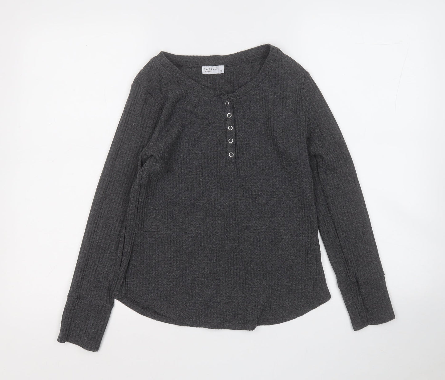 Papaya Womens Grey Round Neck  Polyester Pullover Jumper Size 10