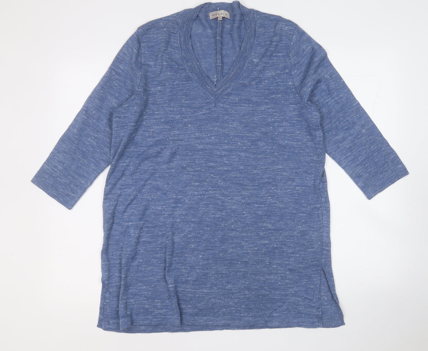 Amaryllis Womens Blue V-Neck  Acrylic Pullover Jumper Size 16