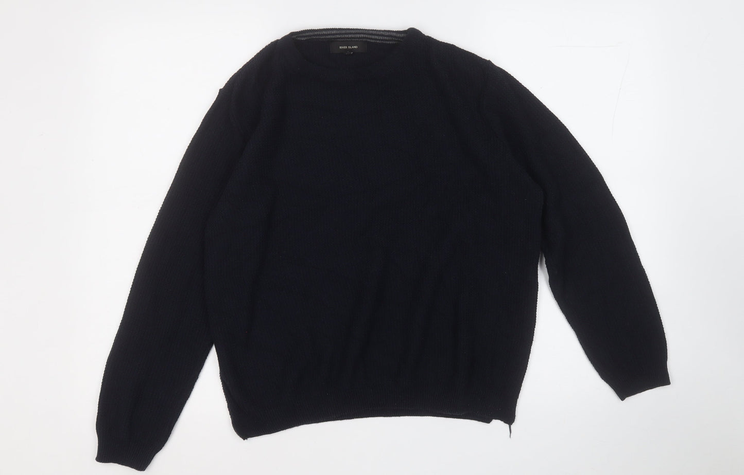 River Island Womens Blue Round Neck  Acrylic Pullover Jumper Size S