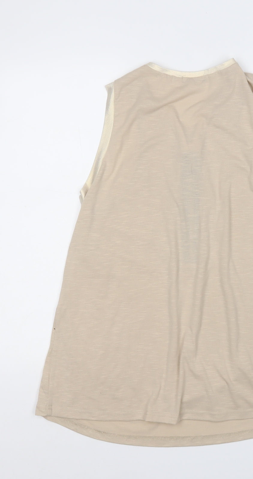Sheilay Womens Beige  Acrylic Basic Tank Size M Round Neck