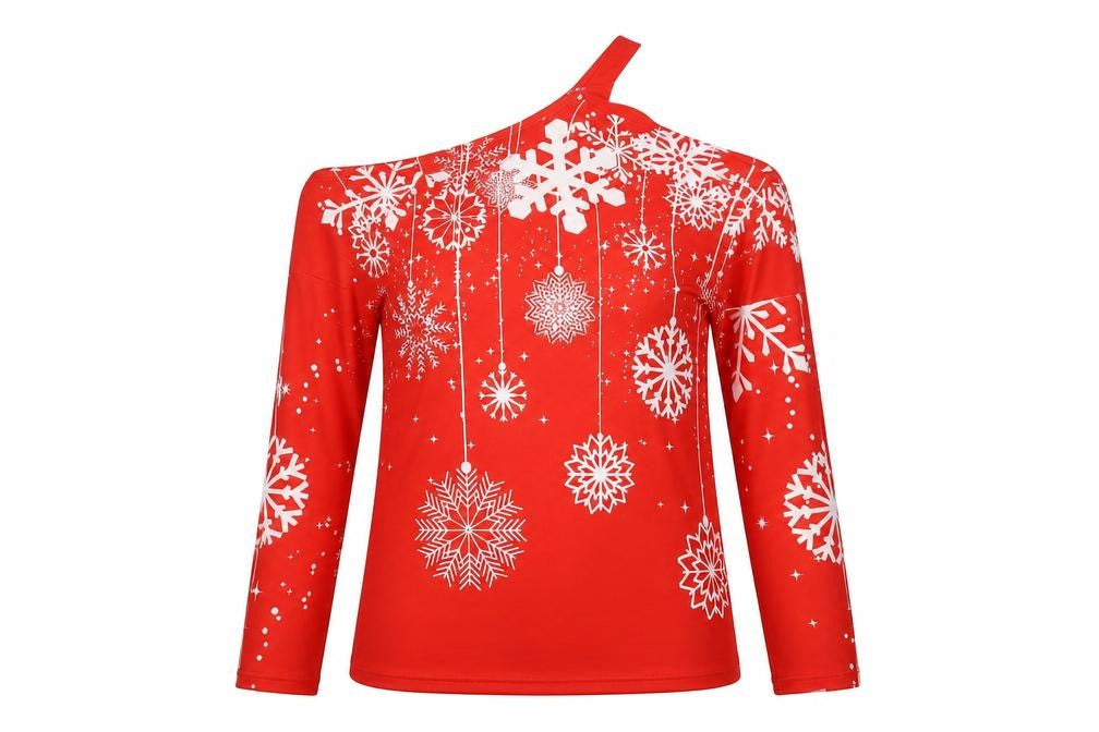 SheIn Womens Red Round Neck Geometric Polyester Pullover Jumper Size S