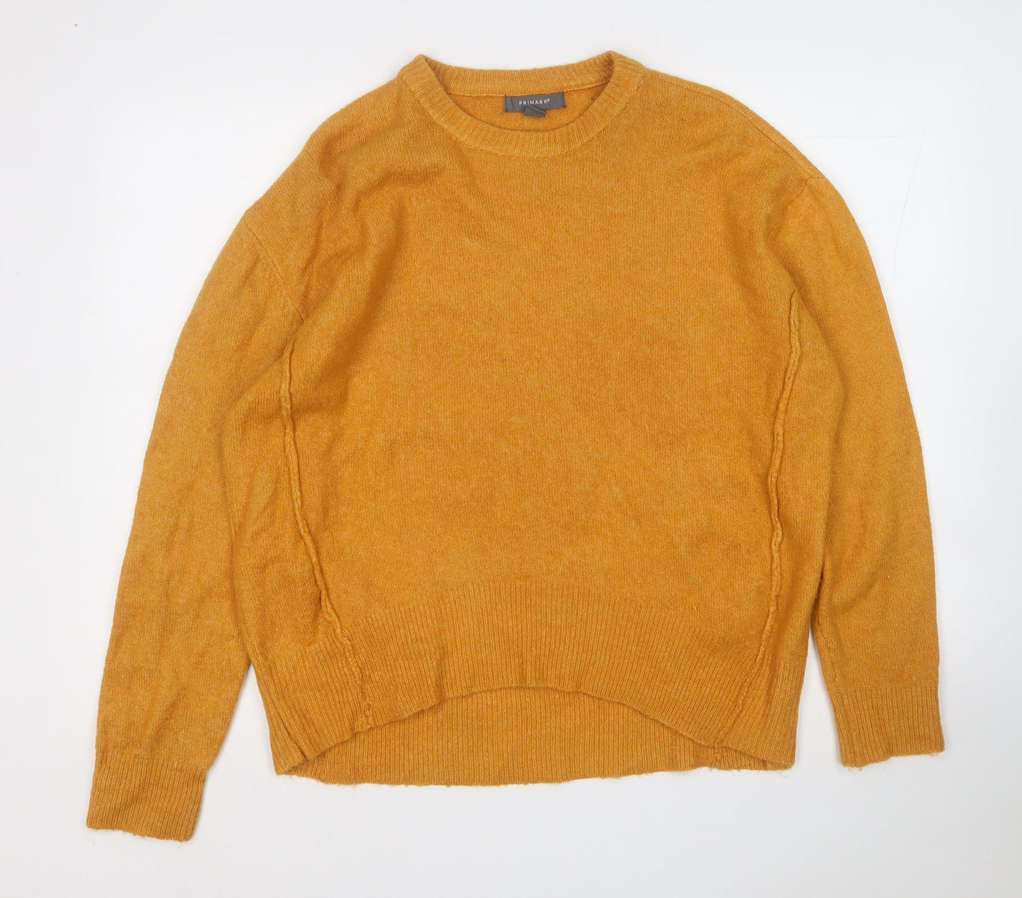 Primark Womens Yellow Round Neck  Acrylic Pullover Jumper Size 12