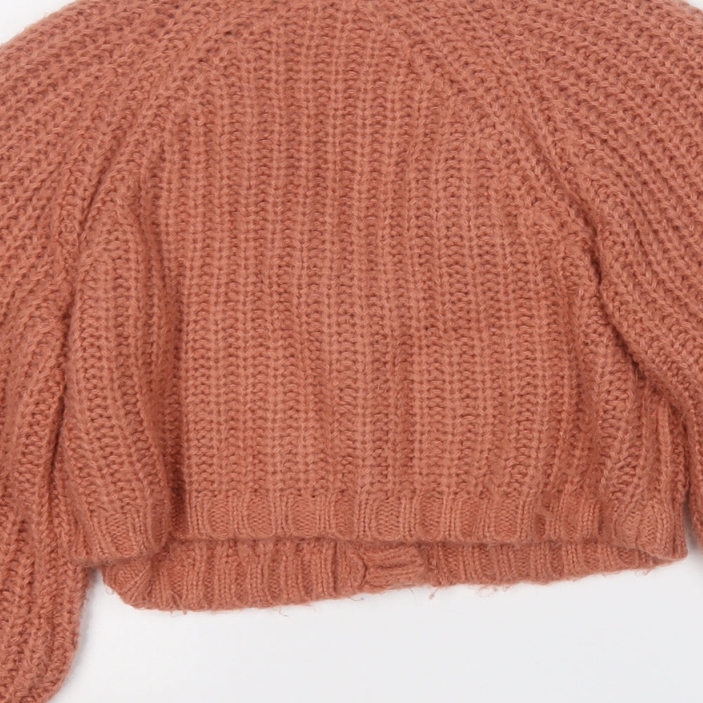 Nakd Womens Orange V-Neck  Acrylic Cardigan Jumper Size XS