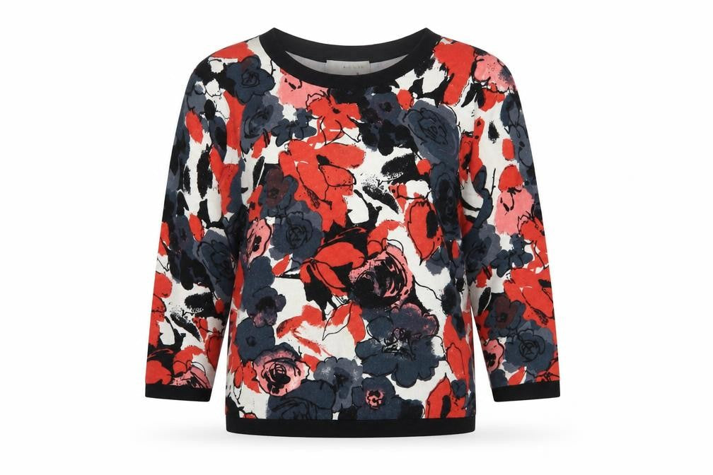 Kenar Womens Multicoloured Scoop Neck Floral Cotton Pullover Jumper Size L
