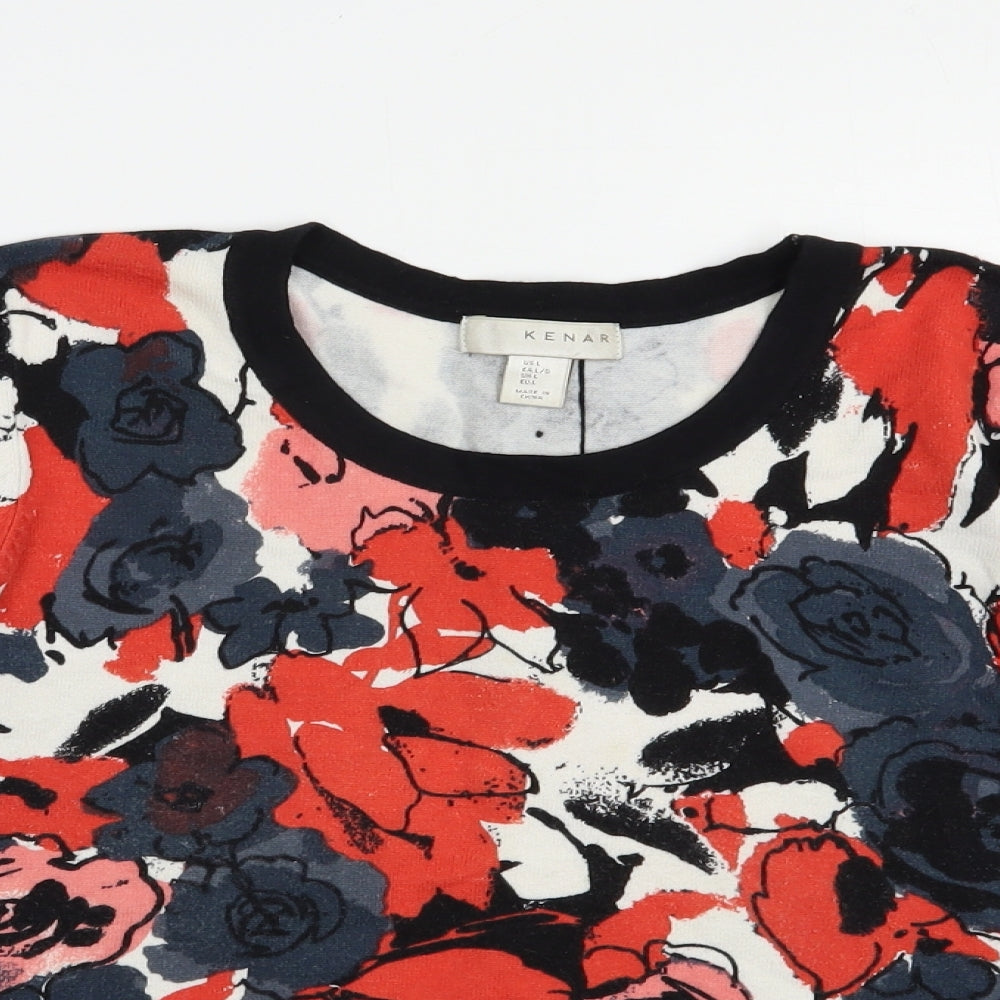 Kenar Womens Multicoloured Scoop Neck Floral Cotton Pullover Jumper Size L
