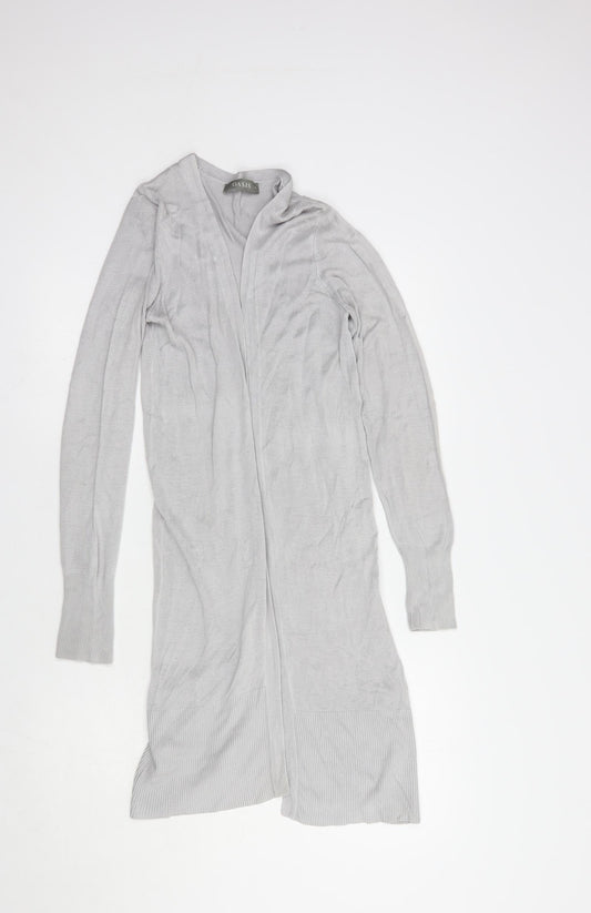Oasis Womens Grey V-Neck  Viscose Cardigan Jumper Size XS