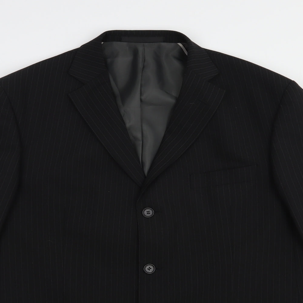 Marks and Spencer Mens Black Striped Polyester Jacket Blazer Size M