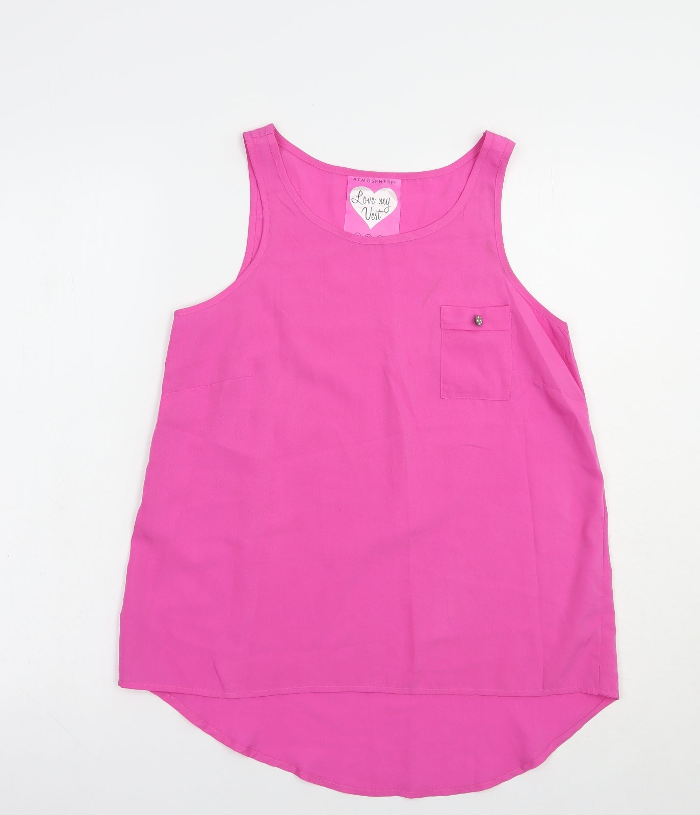 Atmosphere Womens Pink  Polyester Basic Tank Size 8 Scoop Neck