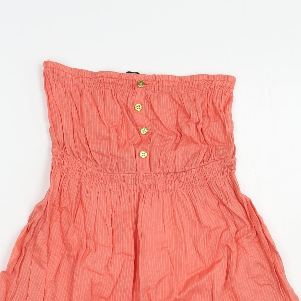 New Look Womens Orange Striped Cotton Basic Blouse Size 10 Off the Shoulder