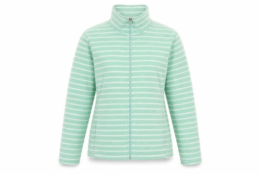 Anne De Lancay Womens Green Striped Polyester Full Zip Sweatshirt Size S  Zip