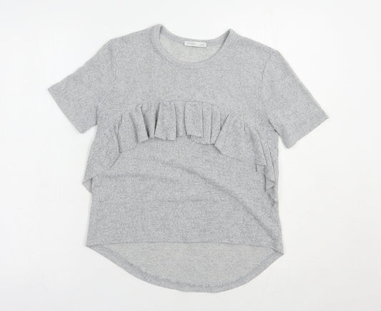 Zara Womens Grey  Polyester Basic Blouse Size S Crew Neck