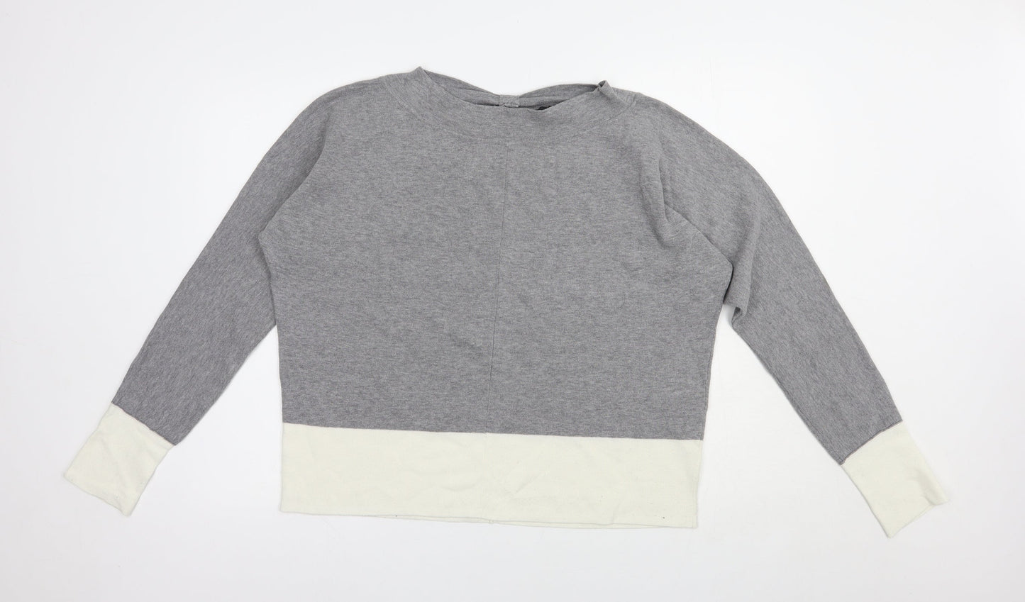 Esprit Womens Grey Boat Neck  Cotton Pullover Jumper Size M