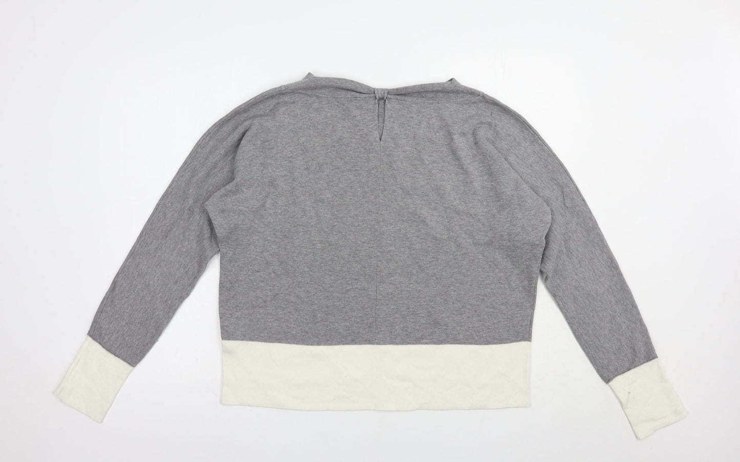 Esprit Womens Grey Boat Neck  Cotton Pullover Jumper Size M