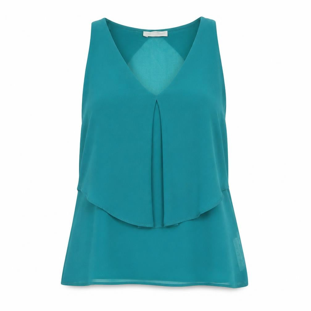 Zara Womens Green  Polyester Basic Blouse Size L V-Neck
