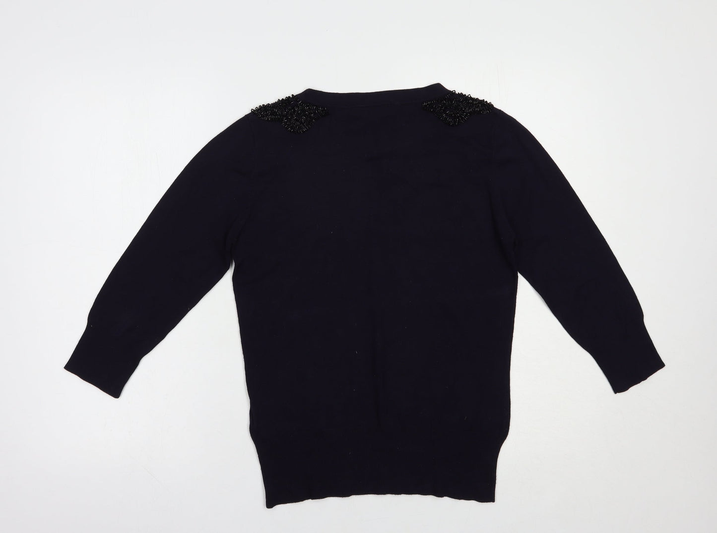 Warehouse Womens Blue Boat Neck  Viscose Pullover Jumper Size 12
