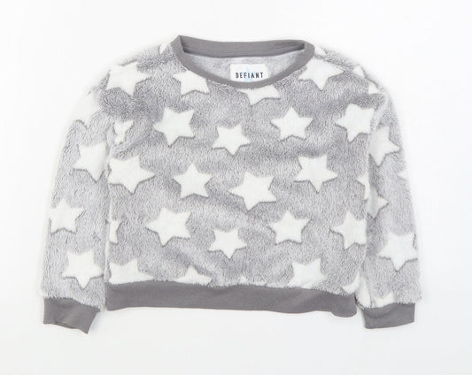 Defiant Boys Grey Geometric Polyester Pullover Sweatshirt Size 5-6 Years  Pullover