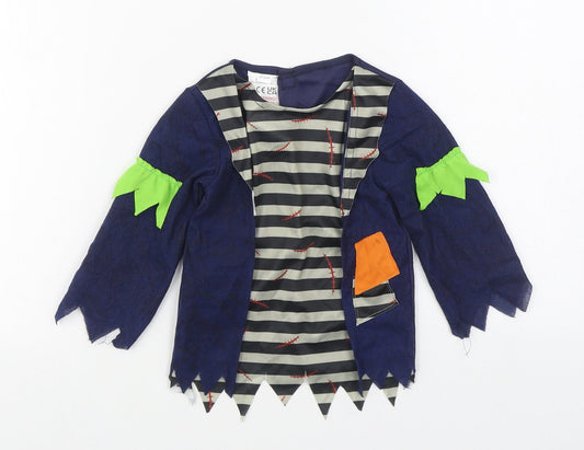 B&M Boys Multicoloured Striped Polyester Basic T-Shirt Size 2-3 Years Round Neck Hook & Loop - Halloween