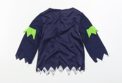 B&M Boys Multicoloured Striped Polyester Basic T-Shirt Size 2-3 Years Round Neck Hook & Loop - Halloween