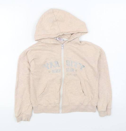 Hullabaloo Girls Pink  Cotton Full Zip Hoodie Size 9-10 Years  Zip