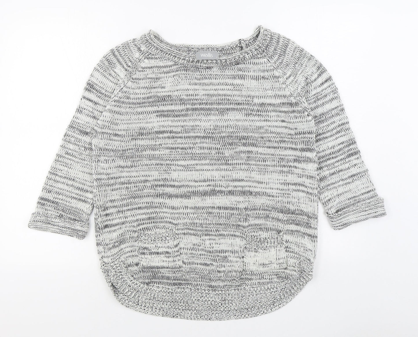Wallis Womens Grey Boat Neck  Acrylic Pullover Jumper Size S