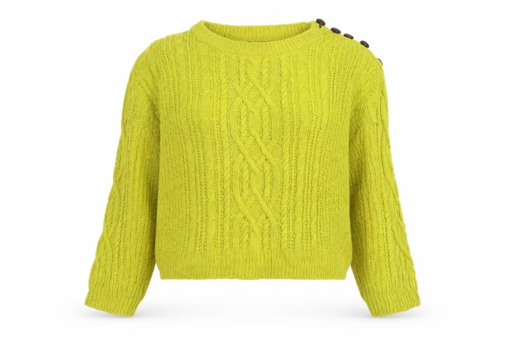 Dotti Womens Yellow Boat Neck  Acrylic Pullover Jumper Size S