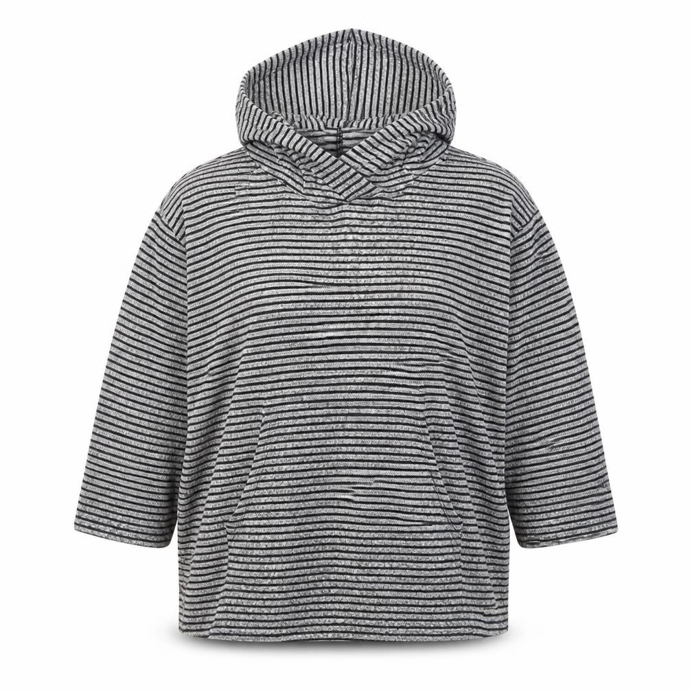 Cha Cha Vente Womens Black Striped Rayon Pullover Hoodie Size XL  Pullover