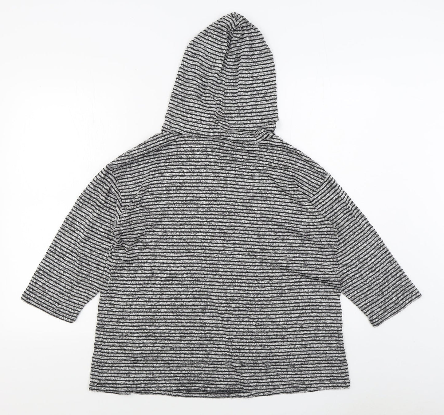 Cha Cha Vente Womens Black Striped Rayon Pullover Hoodie Size XL  Pullover
