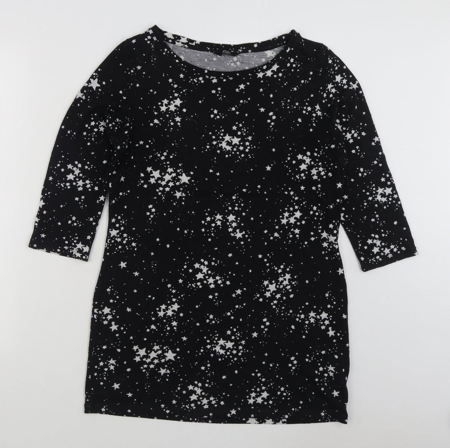 F&F Womens Black Geometric Polyester Jumper Dress  Size 12  Boat Neck Pullover