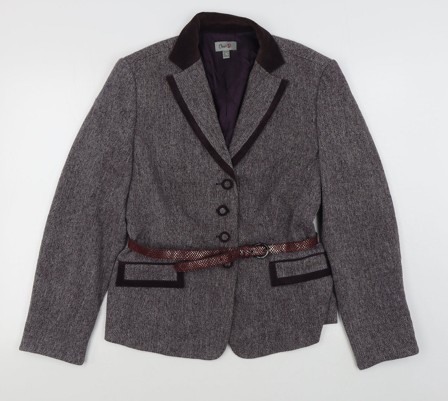 Oscar B Womens Purple   Jacket Blazer Size 14  Button