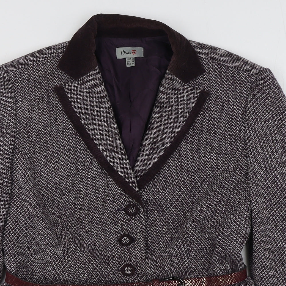 Oscar B Womens Purple   Jacket Blazer Size 14  Button