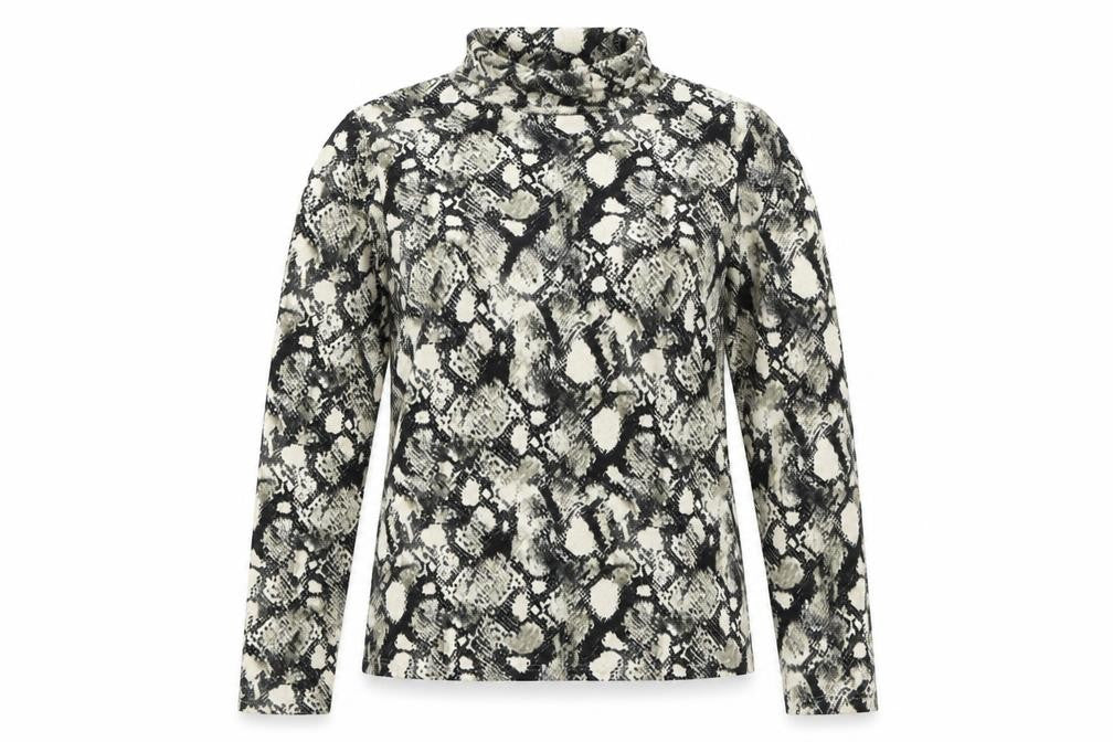 Primark Womens Black Roll Neck Animal Print Polyester Pullover Jumper Size S