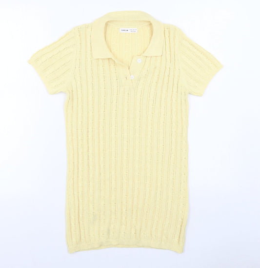 SheIn Girls Yellow  Polyester Jumper Dress  Size 11-12 Years  Collared Button