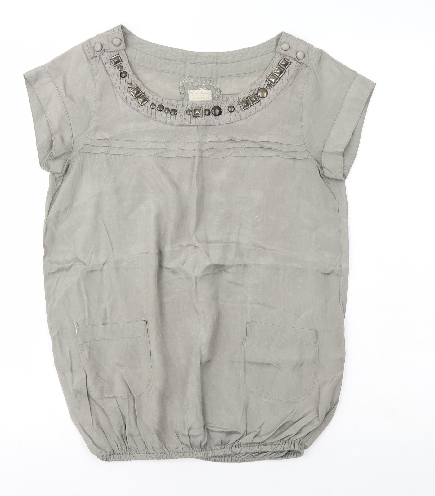 River Island Womens Green  Viscose Basic T-Shirt Size 6 Boat Neck