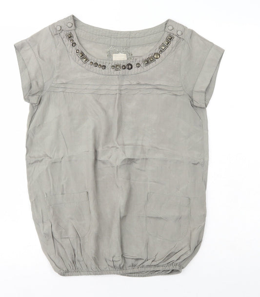 River Island Womens Green  Viscose Basic T-Shirt Size 6 Boat Neck