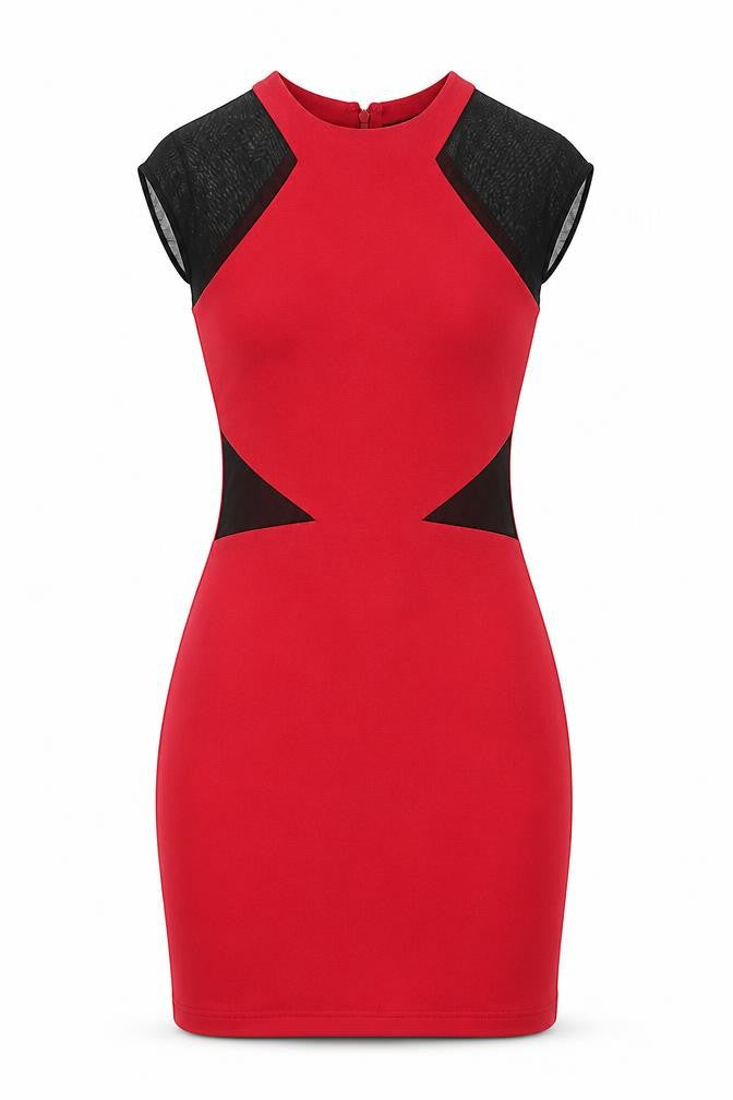 French Connection Womens Red  Polyester Pencil Dress  Size 6  Crew Neck