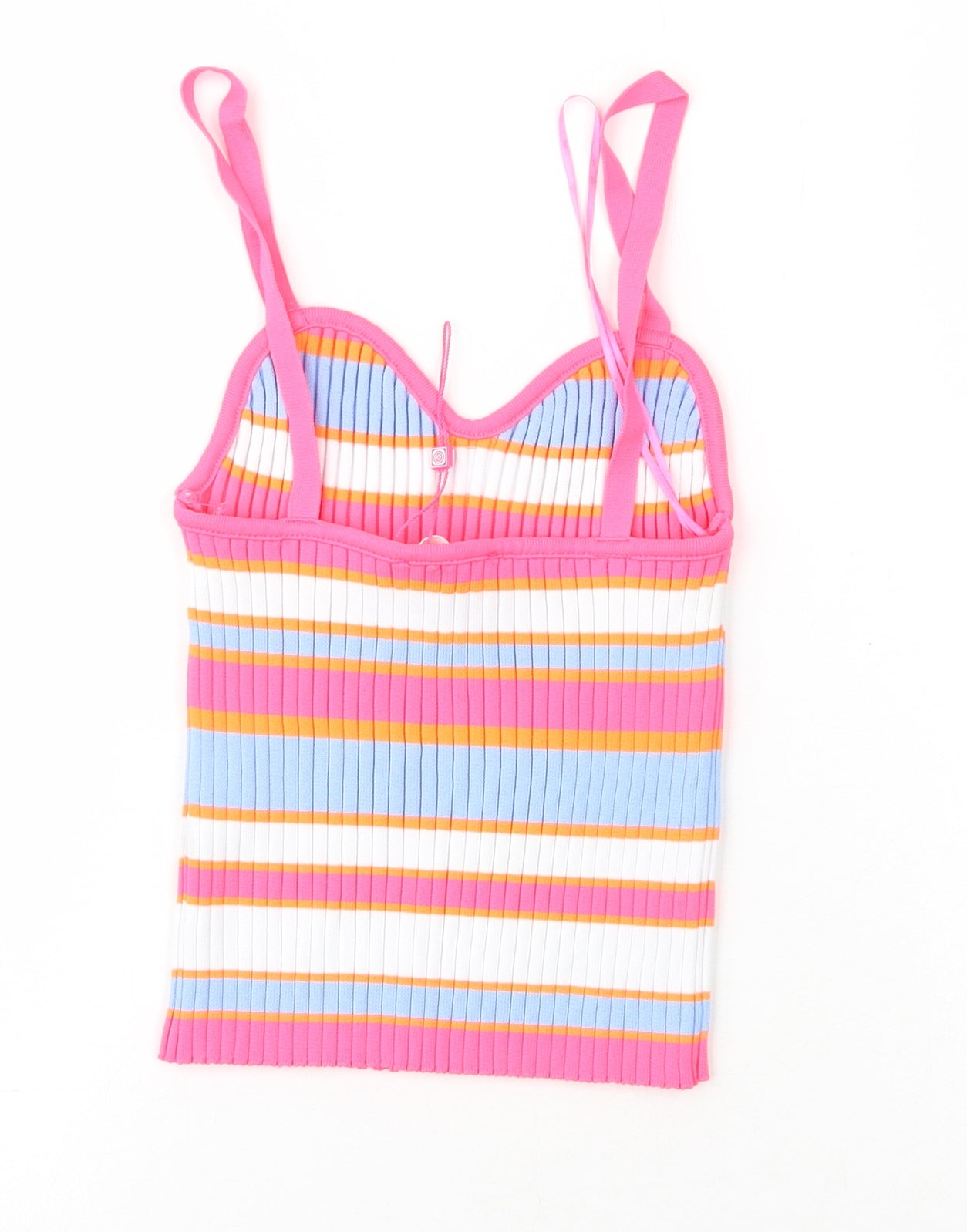 Savida Womens Multicoloured Striped Polyester Basic Tank Size XS V-Neck