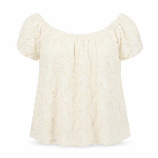 Peacocks Womens Ivory  Viscose Basic T-Shirt Size 14 Off the Shoulder