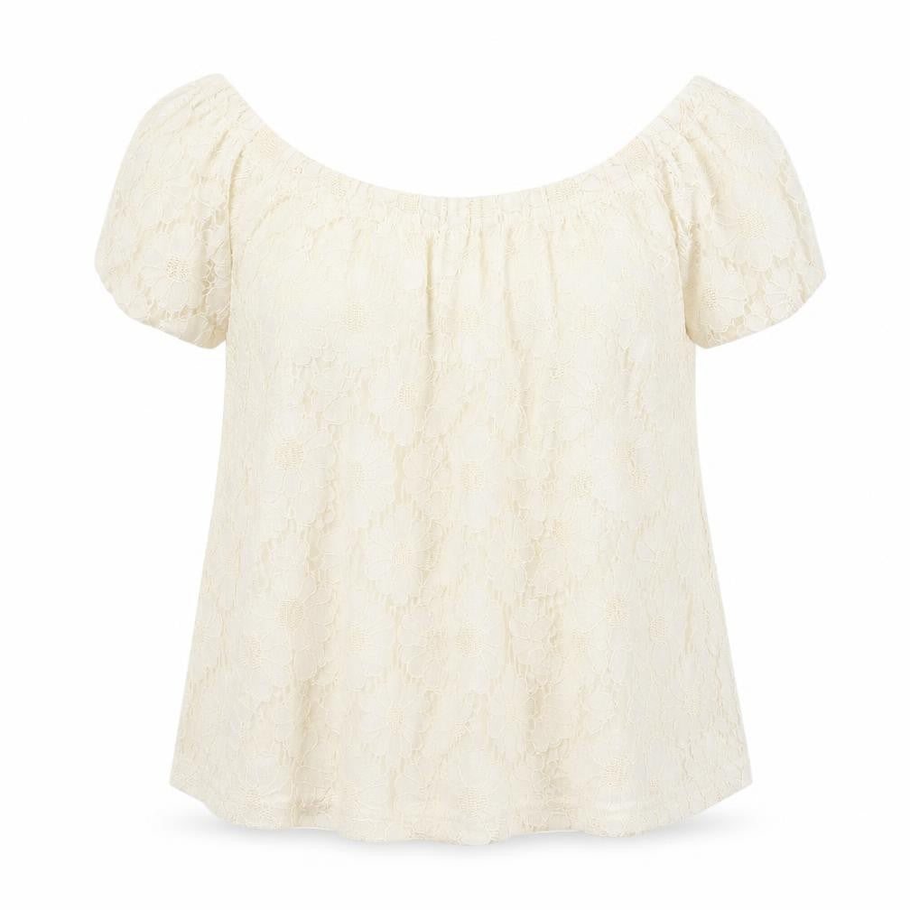 Peacocks Womens Ivory  Viscose Basic T-Shirt Size 14 Off the Shoulder