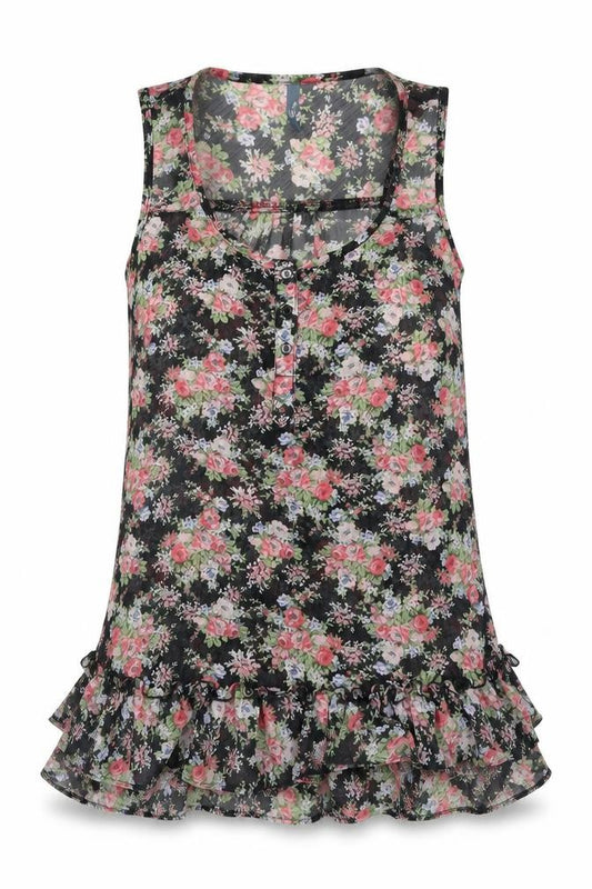 Evie Womens Multicoloured Floral Polyester Camisole Tank Size 10 Round Neck