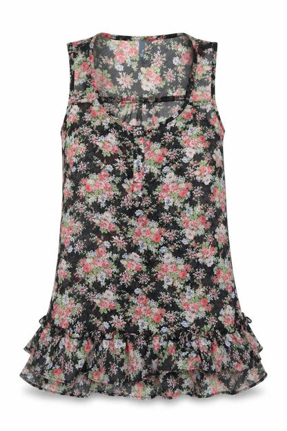 Evie Womens Multicoloured Floral Polyester Camisole Tank Size 10 Round Neck