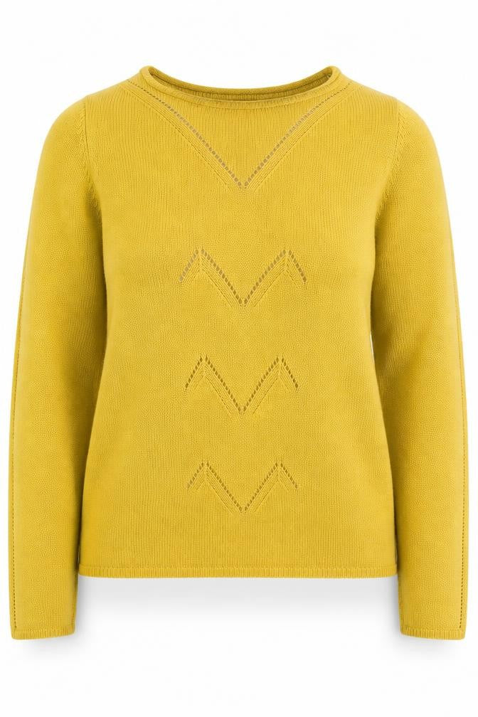 Villa Womens Yellow Round Neck  Cotton Pullover Jumper Size S